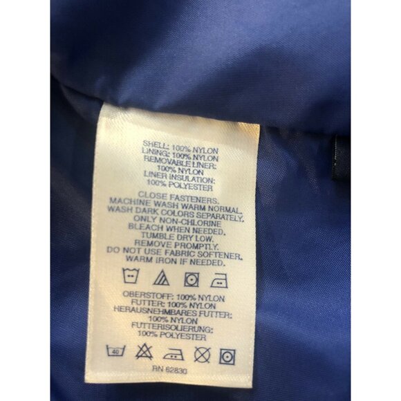 Lands End Lined Unisex Thermolite Jacket Small Blue/Black Hooded Zip Up Size 6-8 - Picture 7 of 8